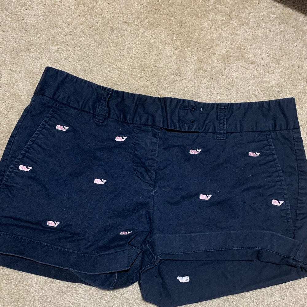 navy vineyard vines shorts with pink whales!